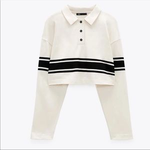 ZARA Striped Crop Polo Shirt NWT
